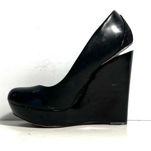 Mark & James (Badgley Mischka) Black Wedge Floating Heel Dante Pump US 7.5
